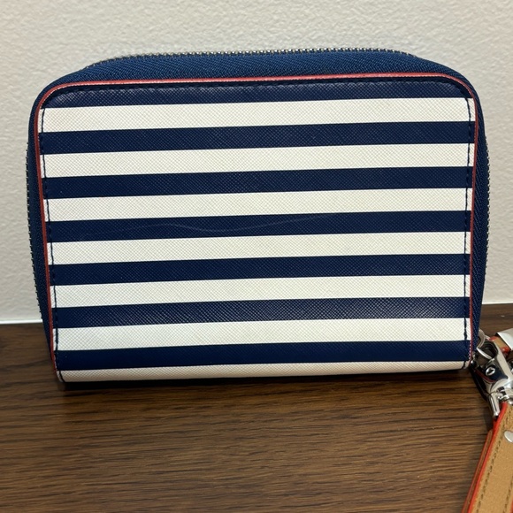 Stella & Dot Navy Blue & White Striped Wallet Clutch - Picture 2 of 9